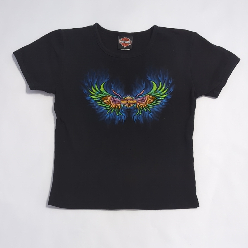 Harley-Davidson Black Tee with Multicolor Wing Graphic